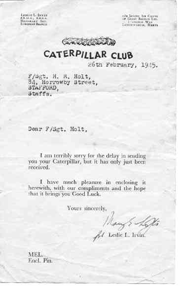 Letter from the Caterpillar Club