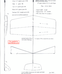 Mini Sting - an indoor glider by Australian champ Len Surtees.